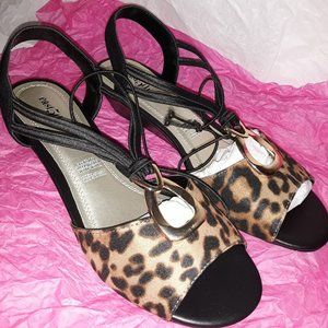 Wedge Sandals Leapard Print